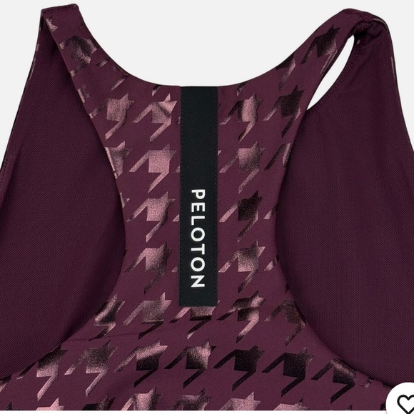 PELOTON Show Up Foil Houndstooth High Neck Bra Sz XS Plum - Picture 7 of 7